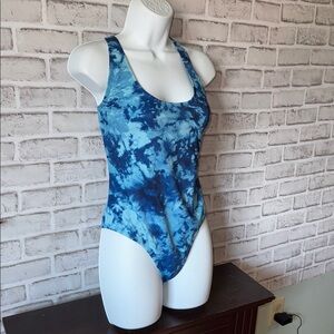 NWT City streets one piece tank swimsuit blue teal low back Large